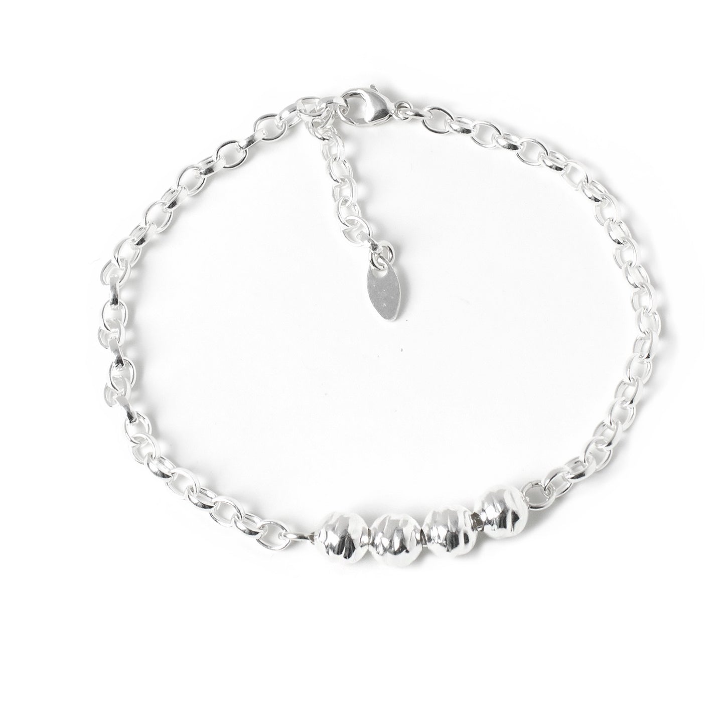 Sterling silver bead and chain bracelet with 4 beads for a 40th birthday gift