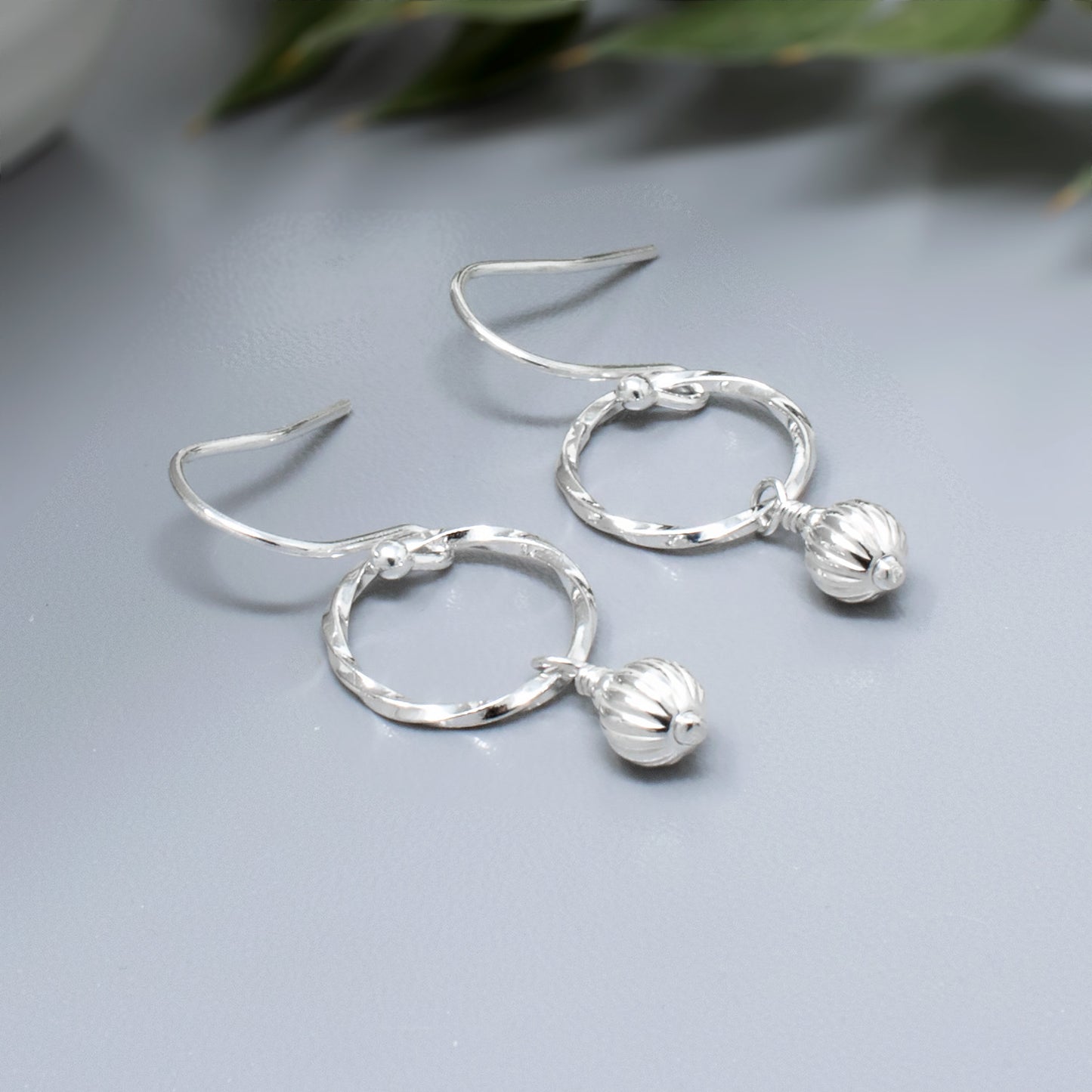 Sterling Silver Circle Drop Earrings