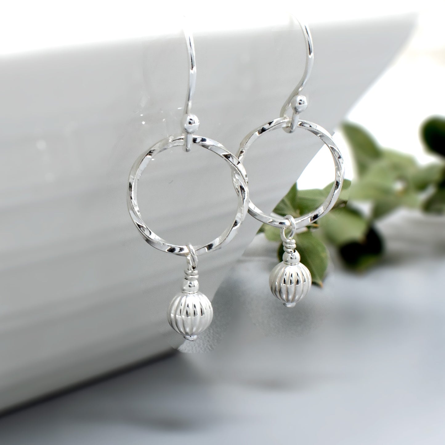 Sterling Silver Circle Drop Earrings
