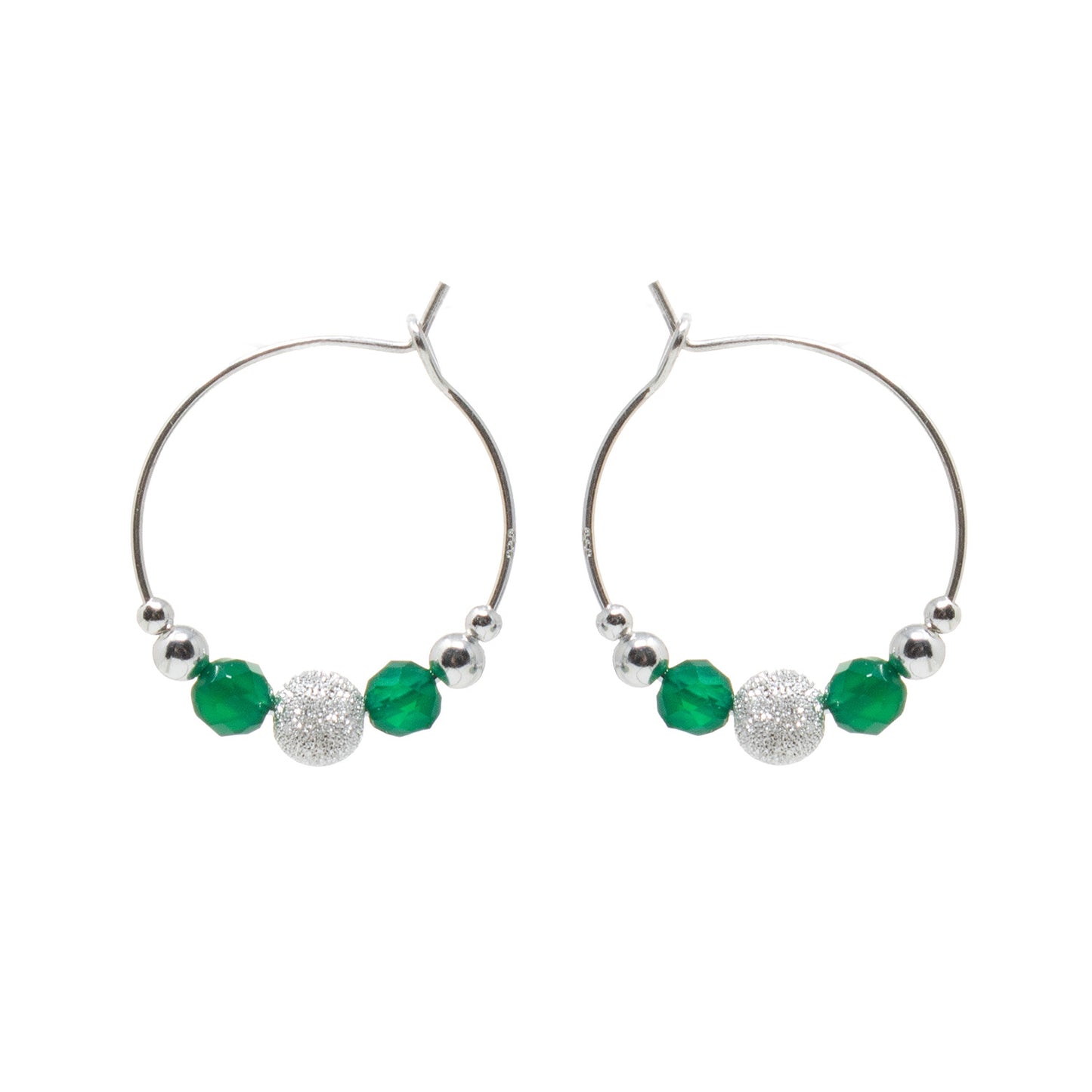 LULU GREEN ONYX HOOP EARRINGS