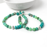 Moss Green Opal, Turquoise & Sterling Silver Bracelet