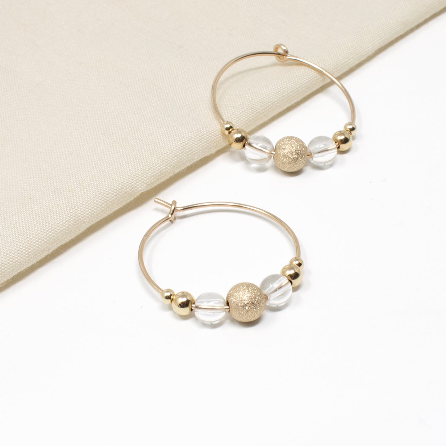 LULU NATURAL QUARTZ HOOP EARRINGS