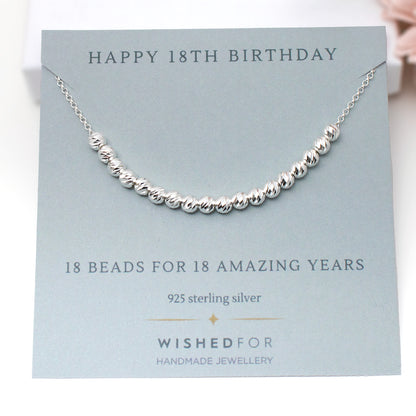 18th Birthday Sparkle Bead Necklace, Sterling Silver