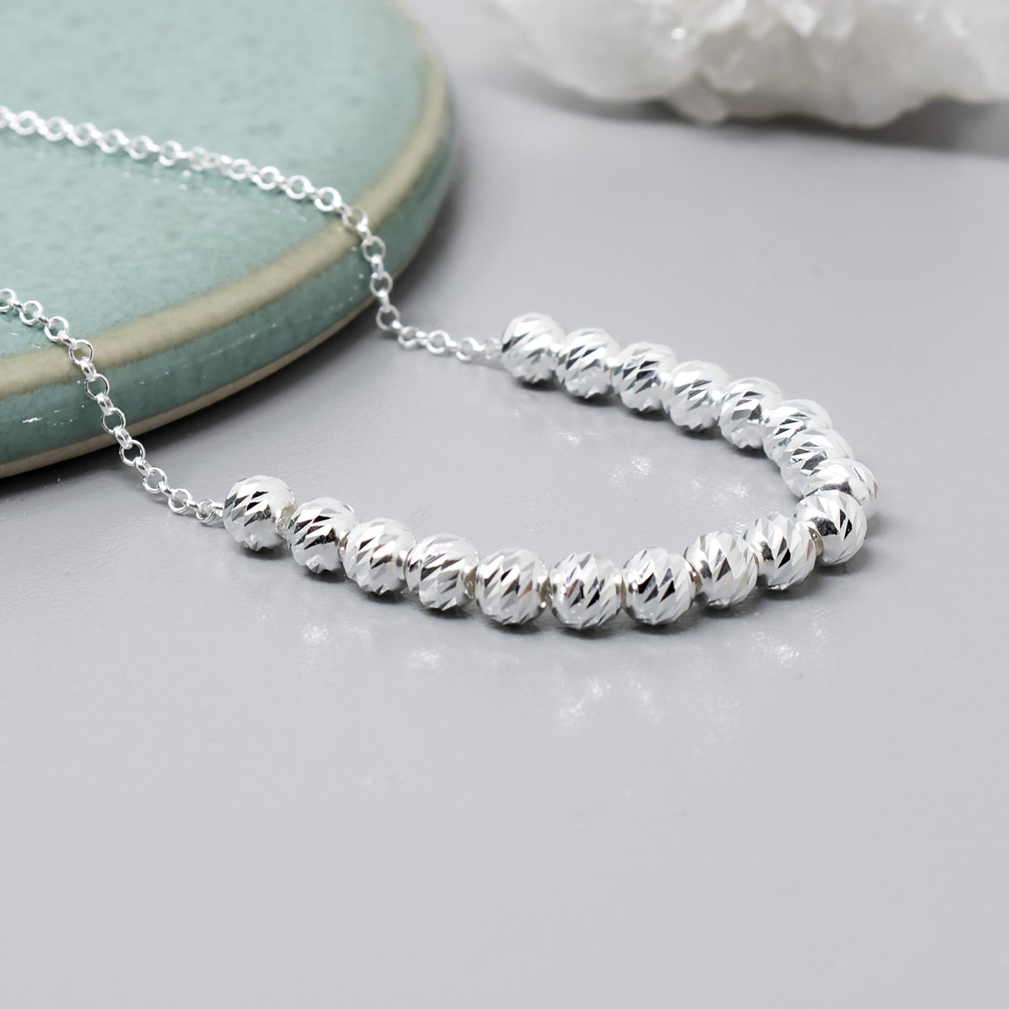 18th Birthday Sparkle Bead Necklace, Sterling Silver