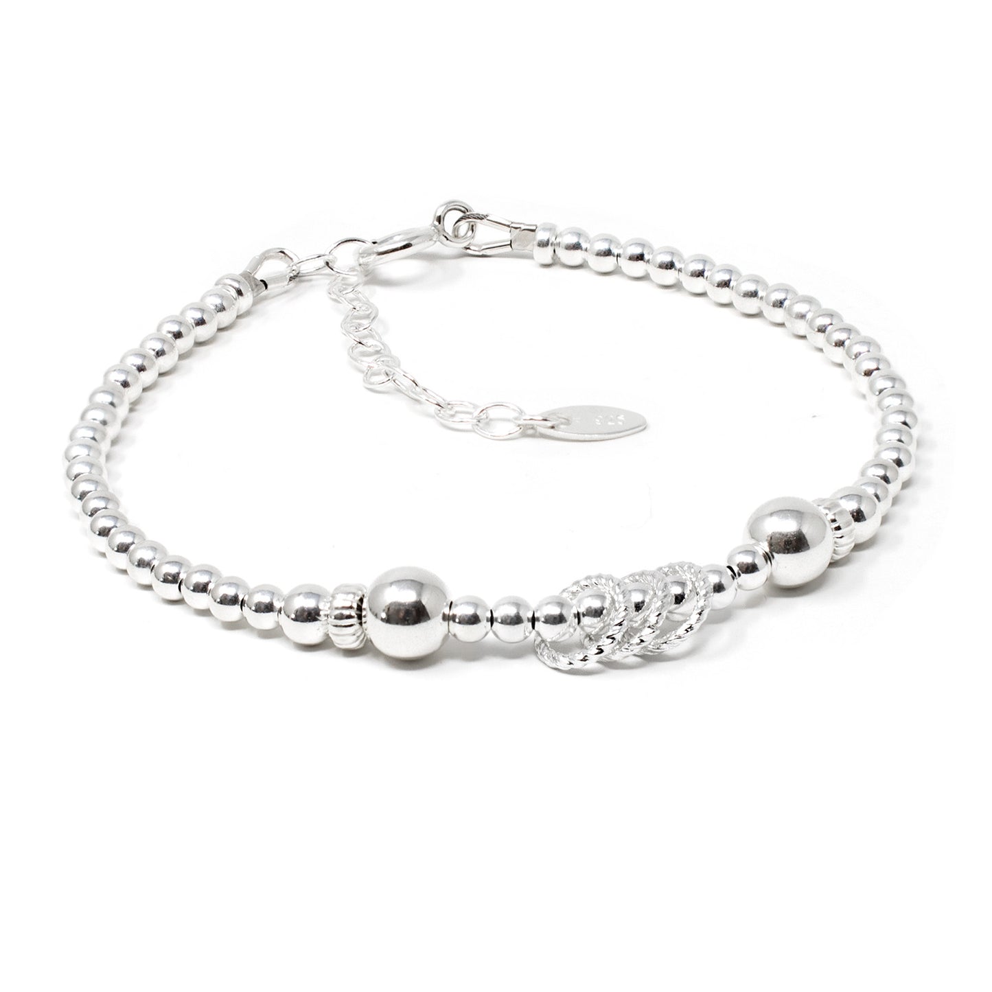 30th Birthday Beaded Rings Bracelet Sterling Silver