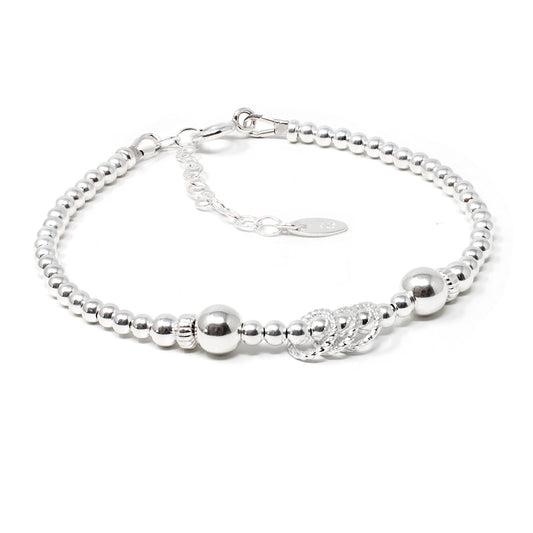 30th Birthday Beaded Rings Bracelet Sterling Silver