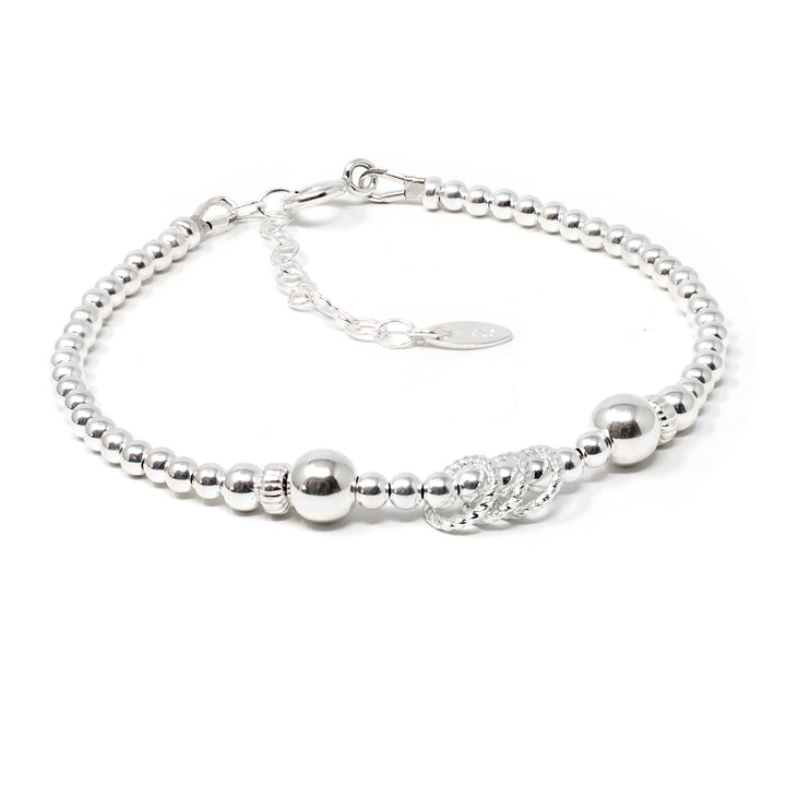30th Birthday Beaded Rings Bracelet Sterling Silver