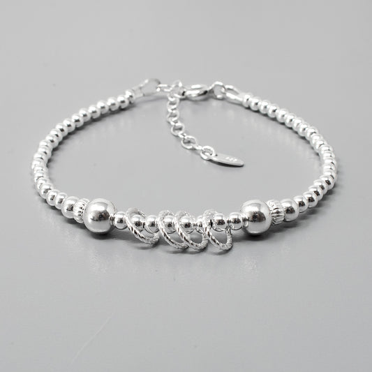 40th Birthday Beaded Rings Bracelet Sterling Silver