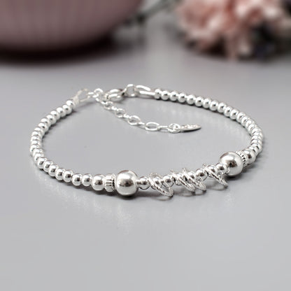 40th Birthday Beaded Rings Bracelet Sterling Silver