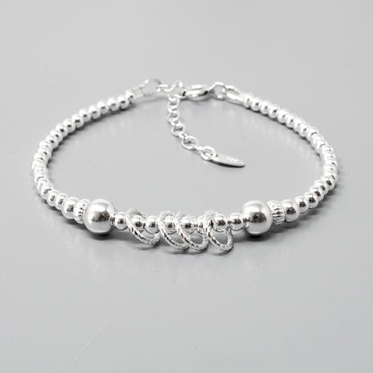 40th Birthday Beaded Rings Bracelet Sterling Silver