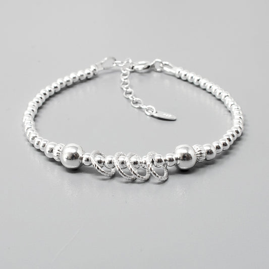 40th Birthday Beaded Rings Bracelet Sterling Silver