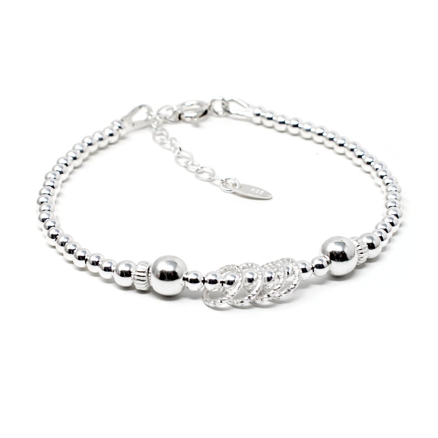 40th Birthday Beaded Rings Bracelet Sterling Silver