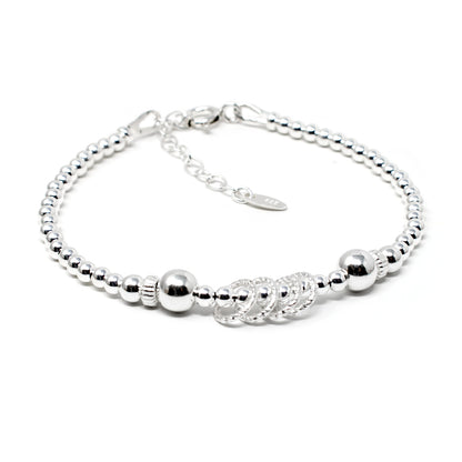 40th Birthday Beaded Rings Bracelet Sterling Silver
