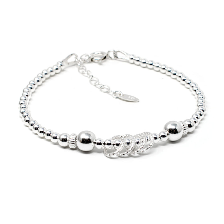 40th Birthday Beaded Rings Bracelet Sterling Silver