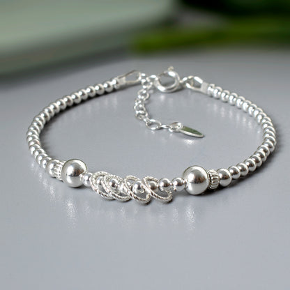 40th Birthday Beaded Rings Bracelet Sterling Silver