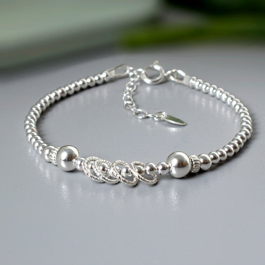 40th Birthday Beaded Rings Bracelet Sterling Silver