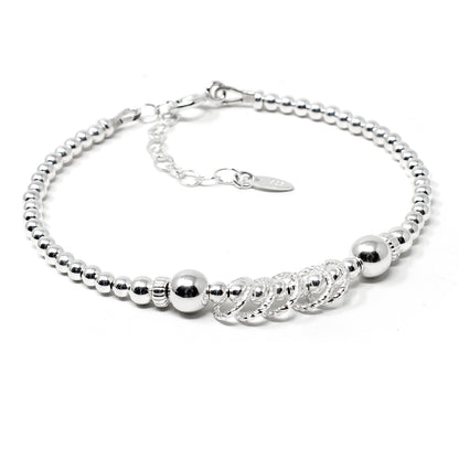 50th Birthday Beaded Rings Bracelet Sterling Silver