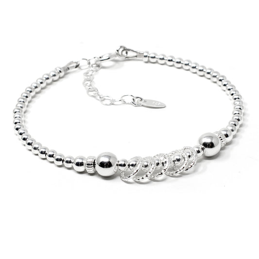 50th Birthday Beaded Rings Bracelet Sterling Silver