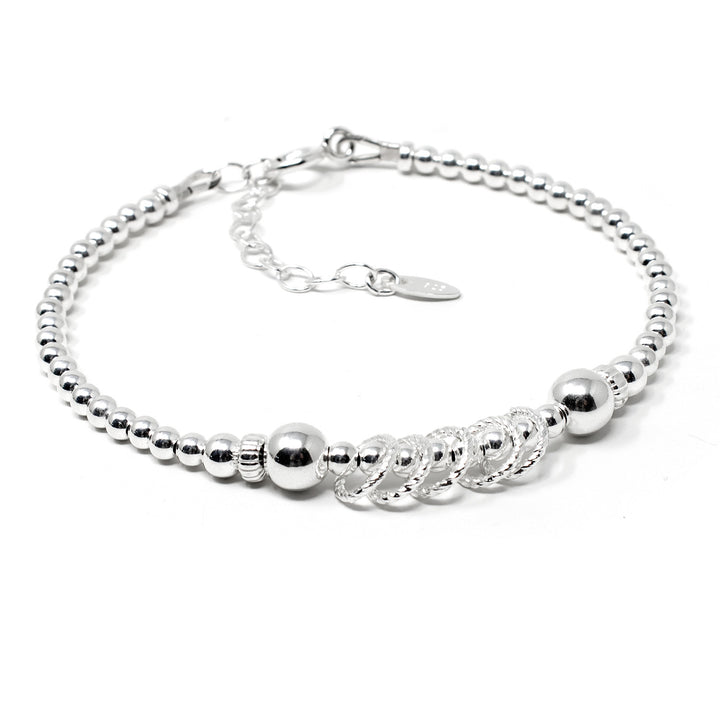 50th Birthday Beaded Rings Bracelet Sterling Silver