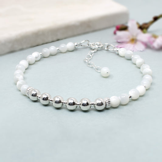 Sterling Silver & Mother of Pearl 60th Birthday Bracelet