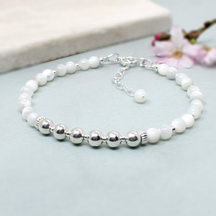 Sterling Silver & Mother of Pearl 60th Birthday Bracelet