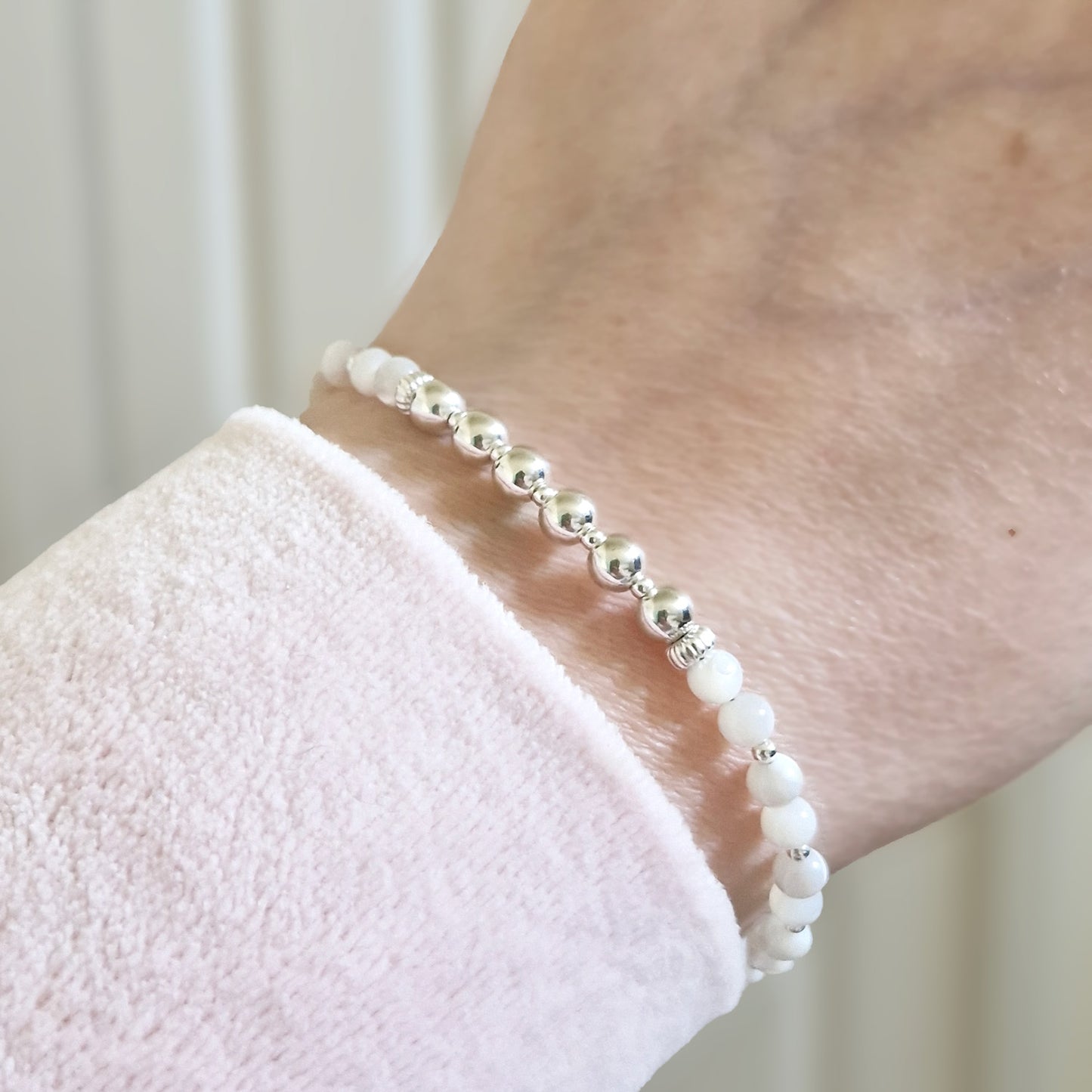 Sterling Silver & Mother of Pearl 60th Birthday Bracelet