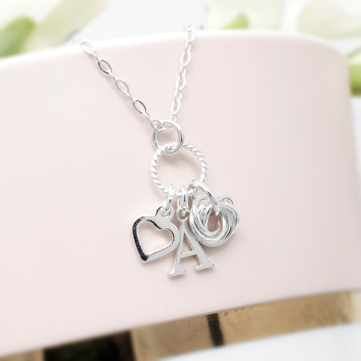 Personalised 60th Birthday Rings Necklace Sterling Silver