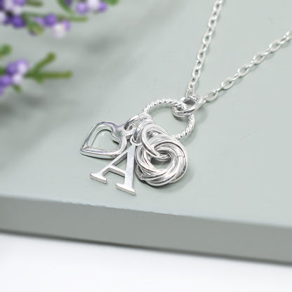 Personalised 60th Birthday Rings Necklace Sterling Silver