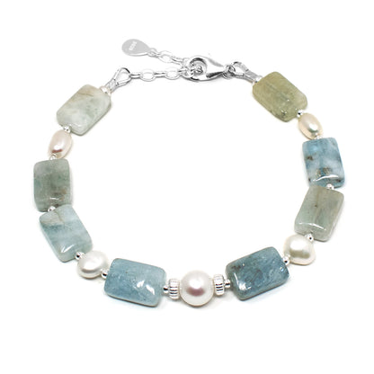 Natural Aquamarine & Sterling Silver Bracelet