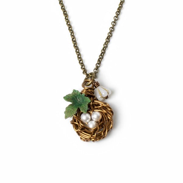 Bird Nest Necklace with Pearl