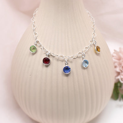 Birthstone Charm Bracelet Sterling Silver