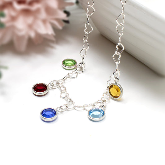 Birthstone Charm Bracelet Sterling Silver