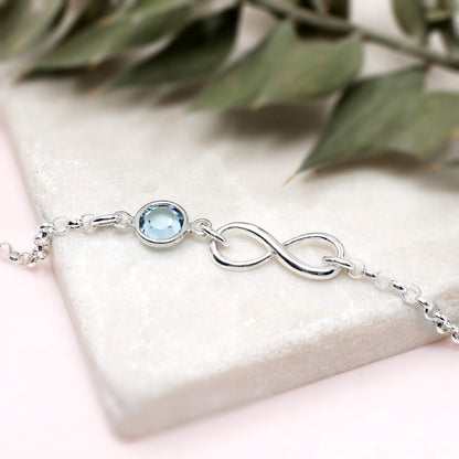 Sterling Silver Birthstone Infinity Bracelet