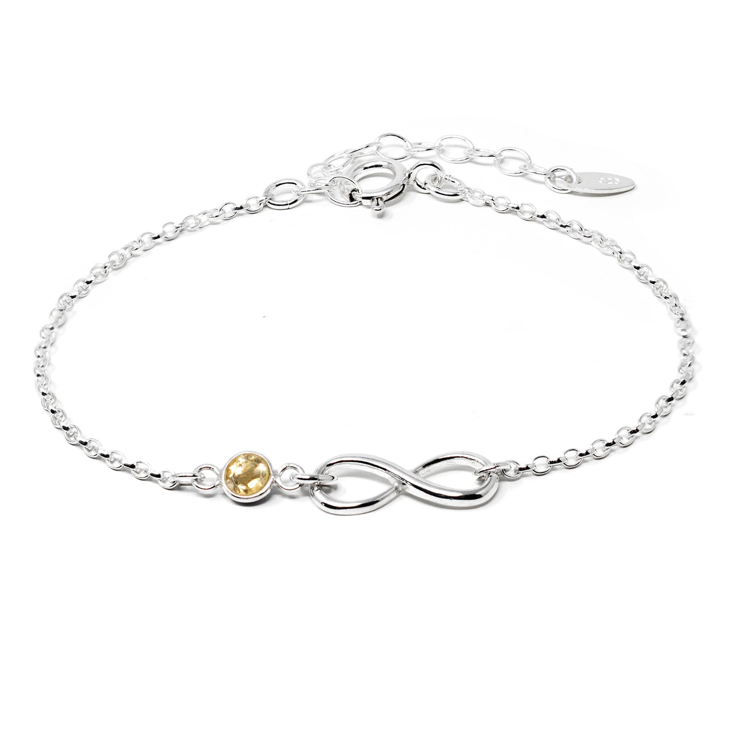 Citrine Sterling Silver Infinity Bracelet