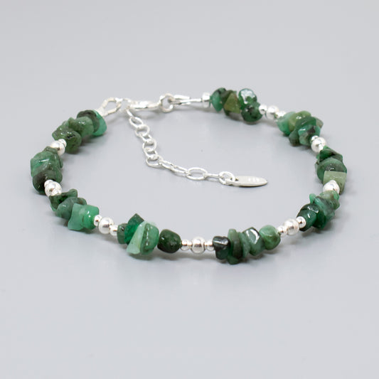 Emerald Gemstone & Sterling Silver Bracelet