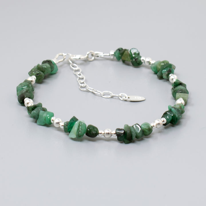Emerald Gemstone & Sterling Silver Bracelet