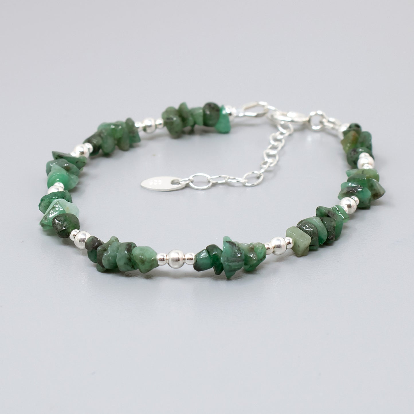 Emerald Gemstone & Sterling Silver Bracelet
