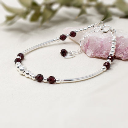 Garnet & Sterling Silver Willow Bracelet