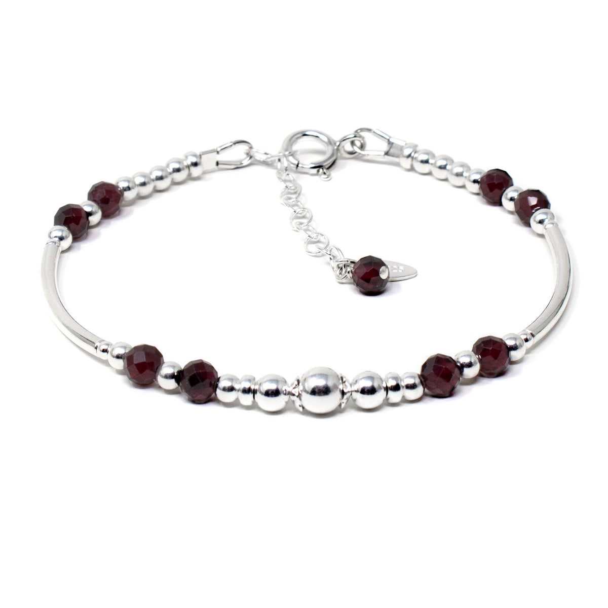 Garnet & Sterling Silver Willow Bracelet