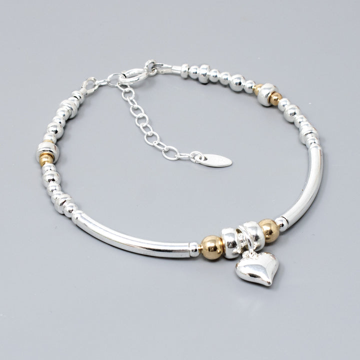 Heart Bracelet Sterling Silver & 14ct Gold Fill