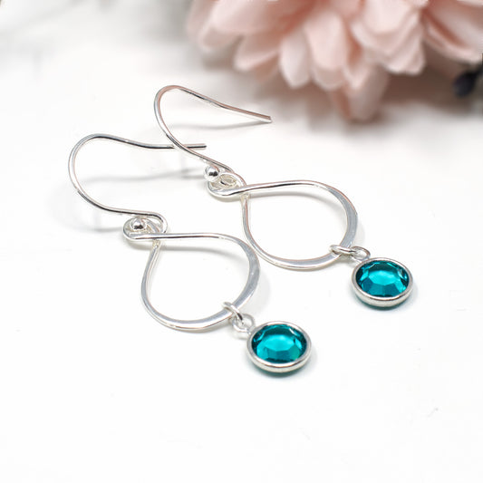 Infinity Birthstone Earrings Sterling Silver