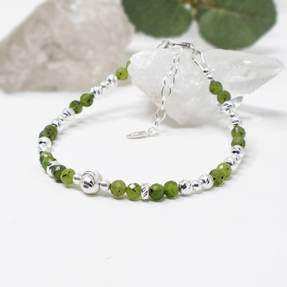 Glimmer Green Jade & Sterling Silver Bracelet