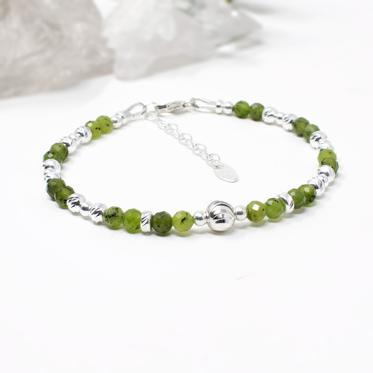 Glimmer Green Jade & Sterling Silver Bracelet