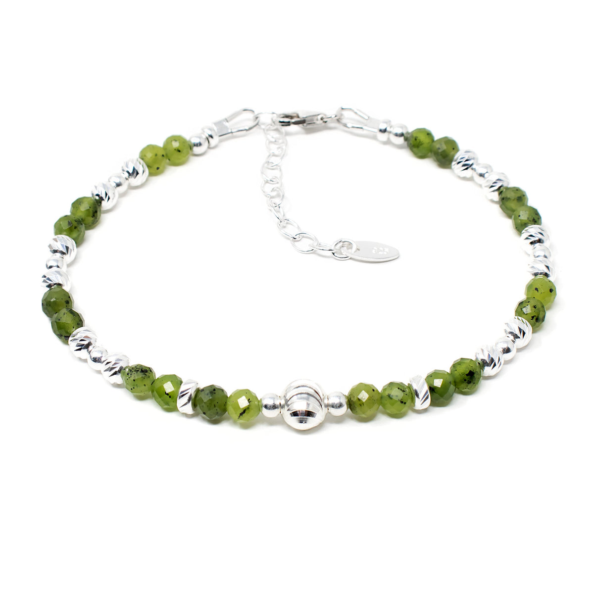 Glimmer Green Jade & Sterling Silver Bracelet