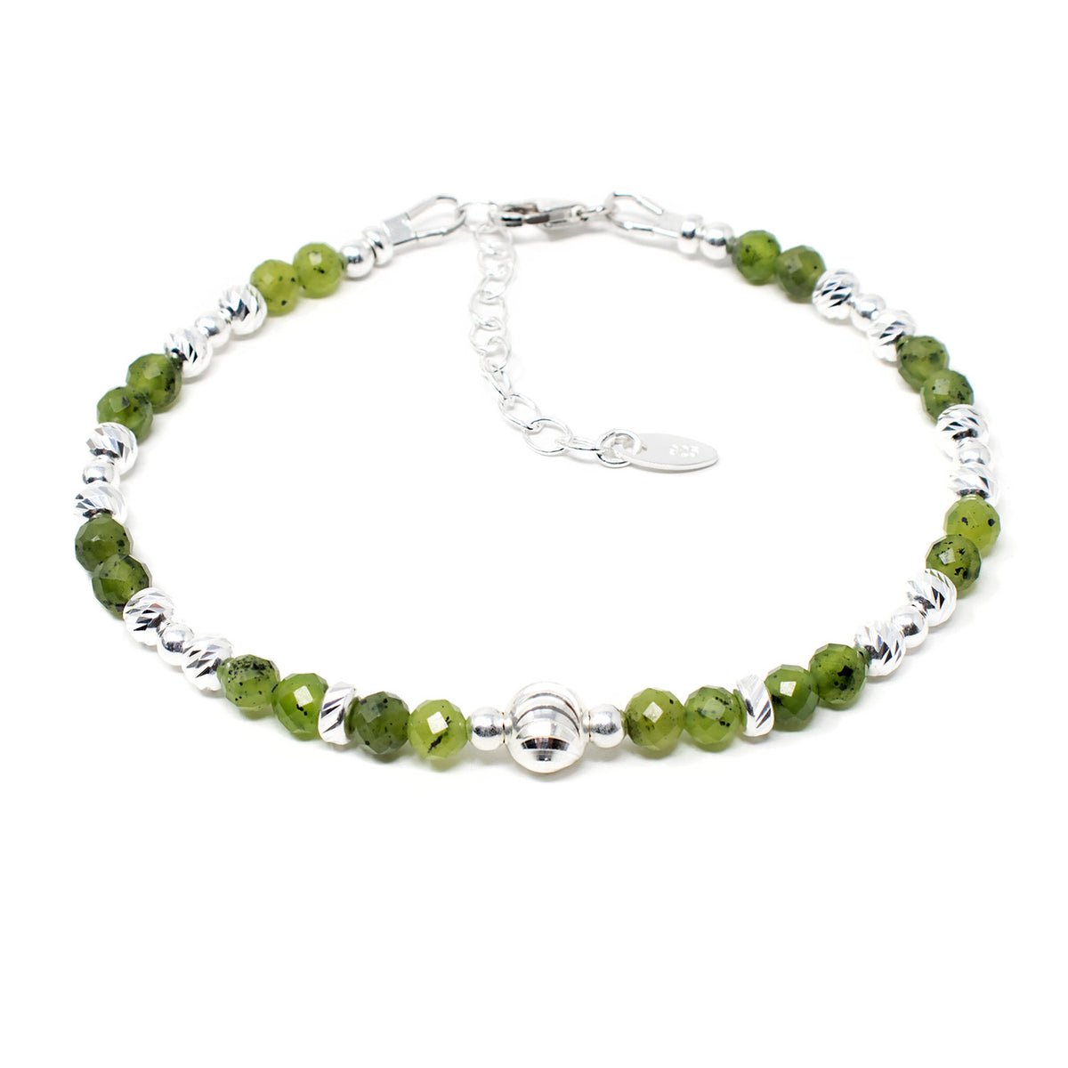 Glimmer Green Jade & Sterling Silver Bracelet