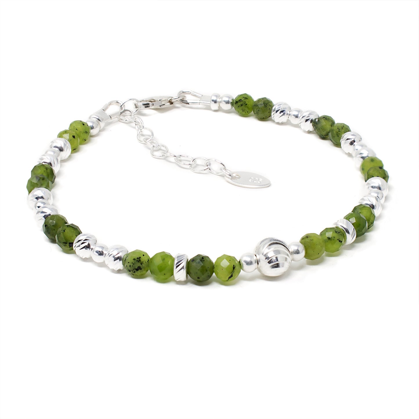 Glimmer Green Jade & Sterling Silver Bracelet
