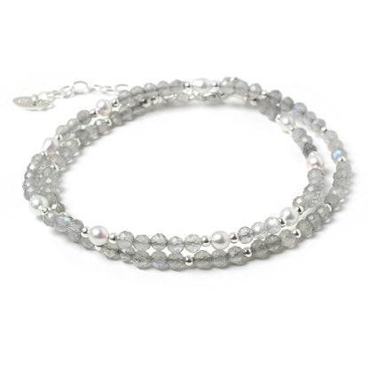 Labradorite & Pearl Double Wrap Bracelet