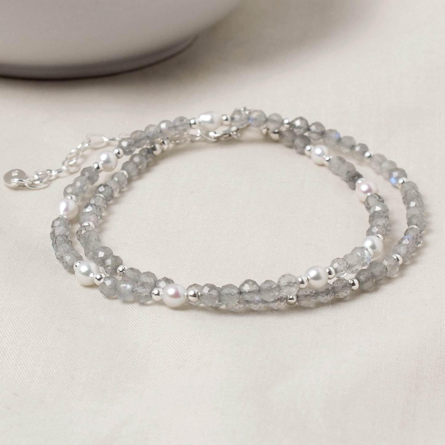 Labradorite & Pearl Double Wrap Bracelet