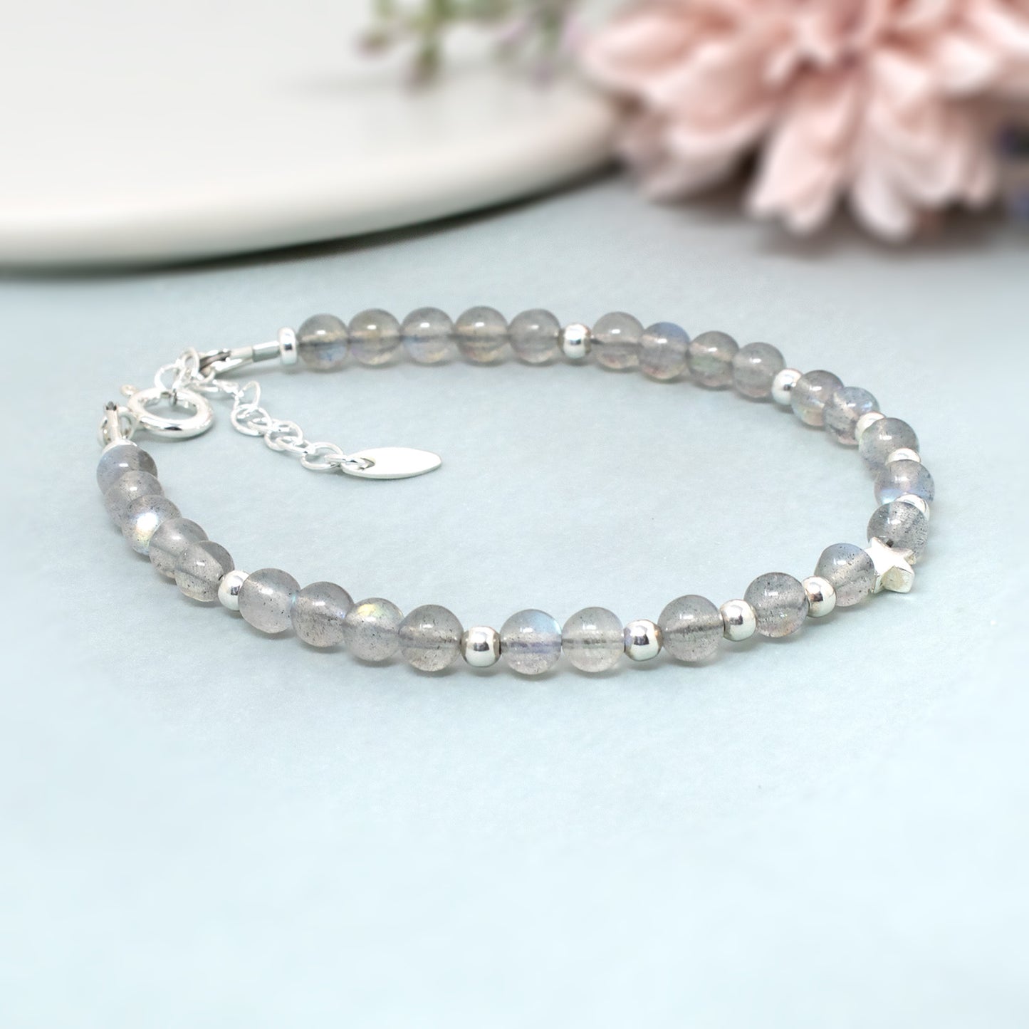 Labradorite & Sterling Silver Bead Bracelet