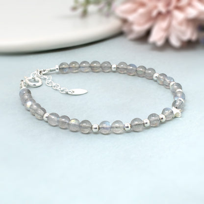 Labradorite & Sterling Silver Bead Bracelet